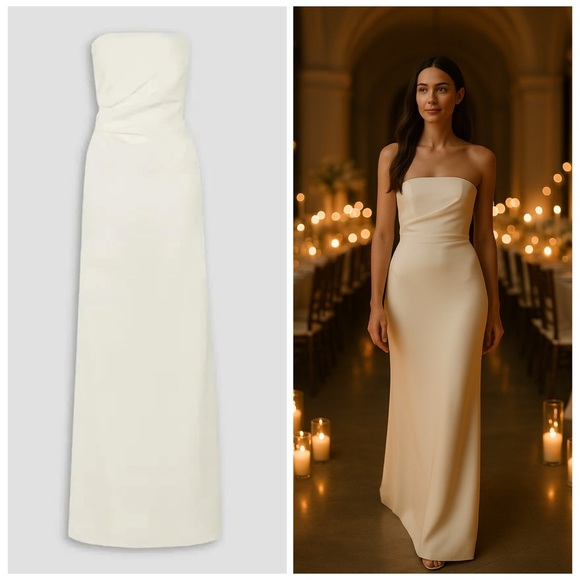 CHRISTOPHER ESBER dress silk strapless maxi gathered column wedding bride 6 NWT - Picture 1 of 13